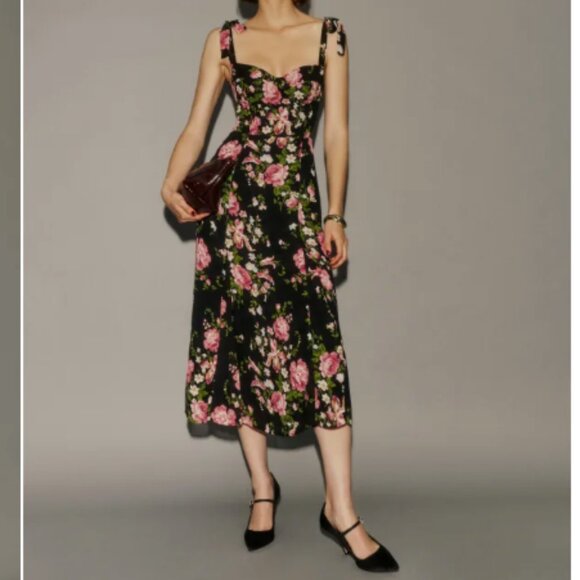 Reformation Black and Pink Floral Dress - Picture 2 of 5